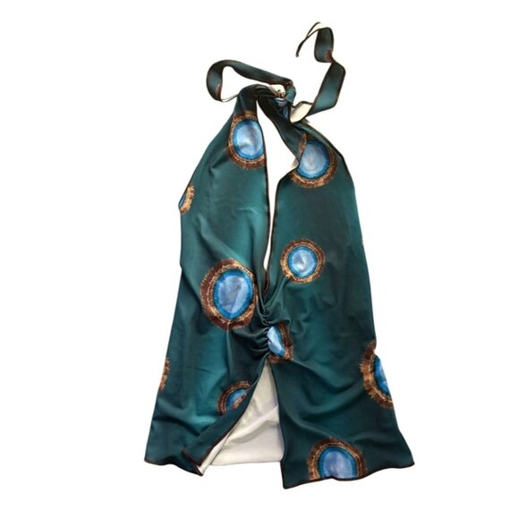 ANIM PRINE Printed Crop Top in Dark Teal - Picture 1 of 5